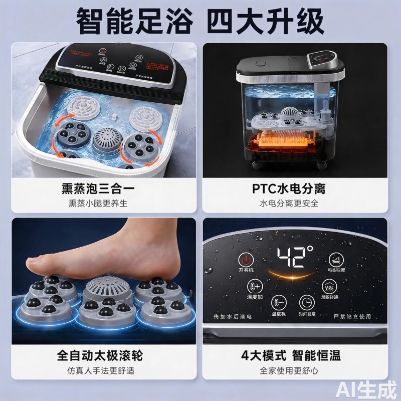 電気フットバスバケツ、恒温加熱マッサージスパ浴槽、家庭用イン - Spa Massager のレビューと価格