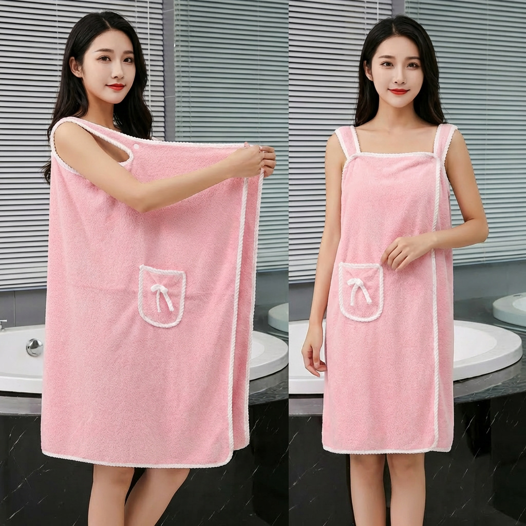 コーラルフリースバススカート ソフトで厚手、吸水性抜群、着用 - Spa Towel のレビューと価格